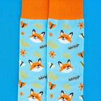 Cotton Blend Fox Print Mid Calf Socks