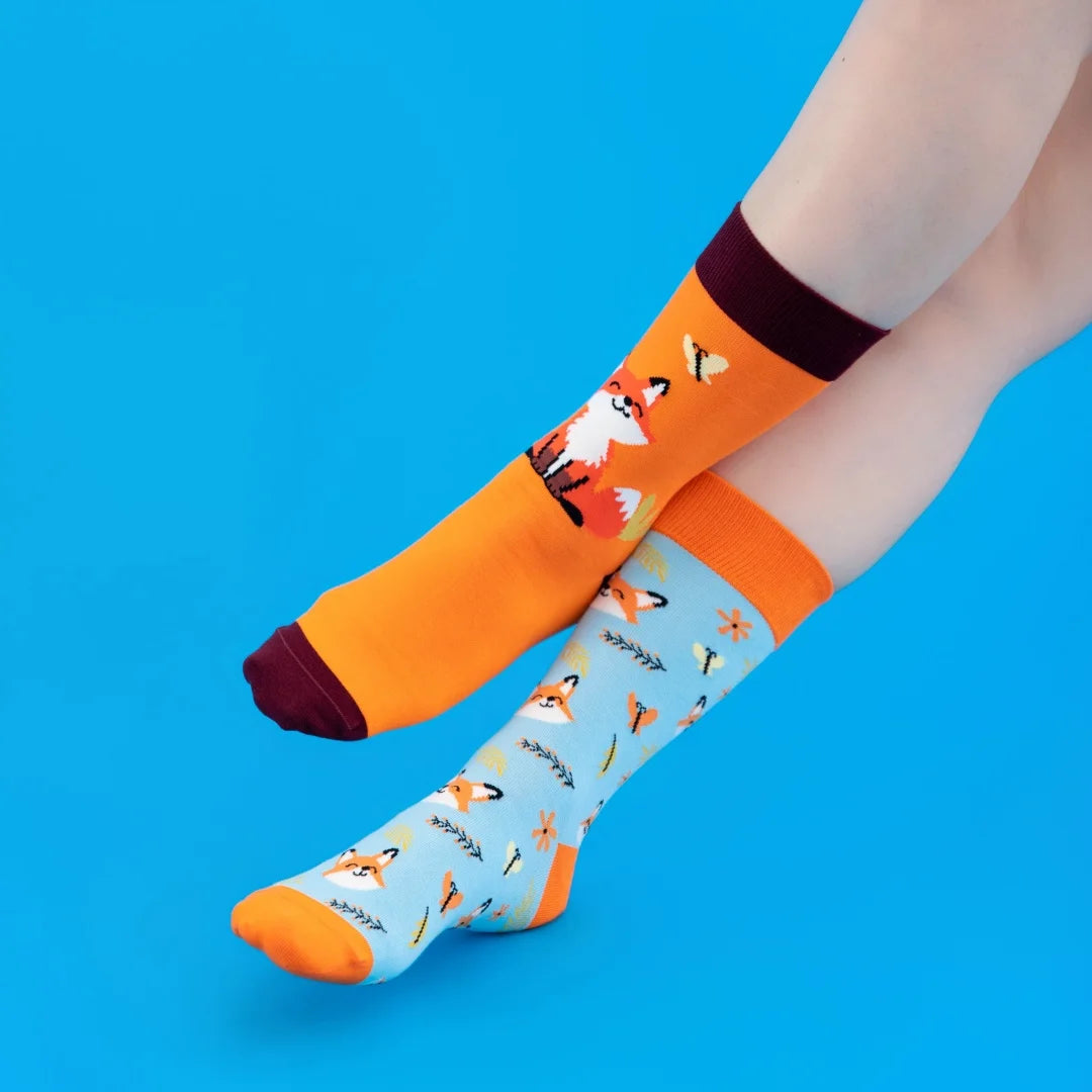 Cotton Blend Fox Pattern Mid Calf Unisex Socks - 4
