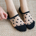 Polyester Elastane Polka Dot Invisible Low Cut Casual Socks