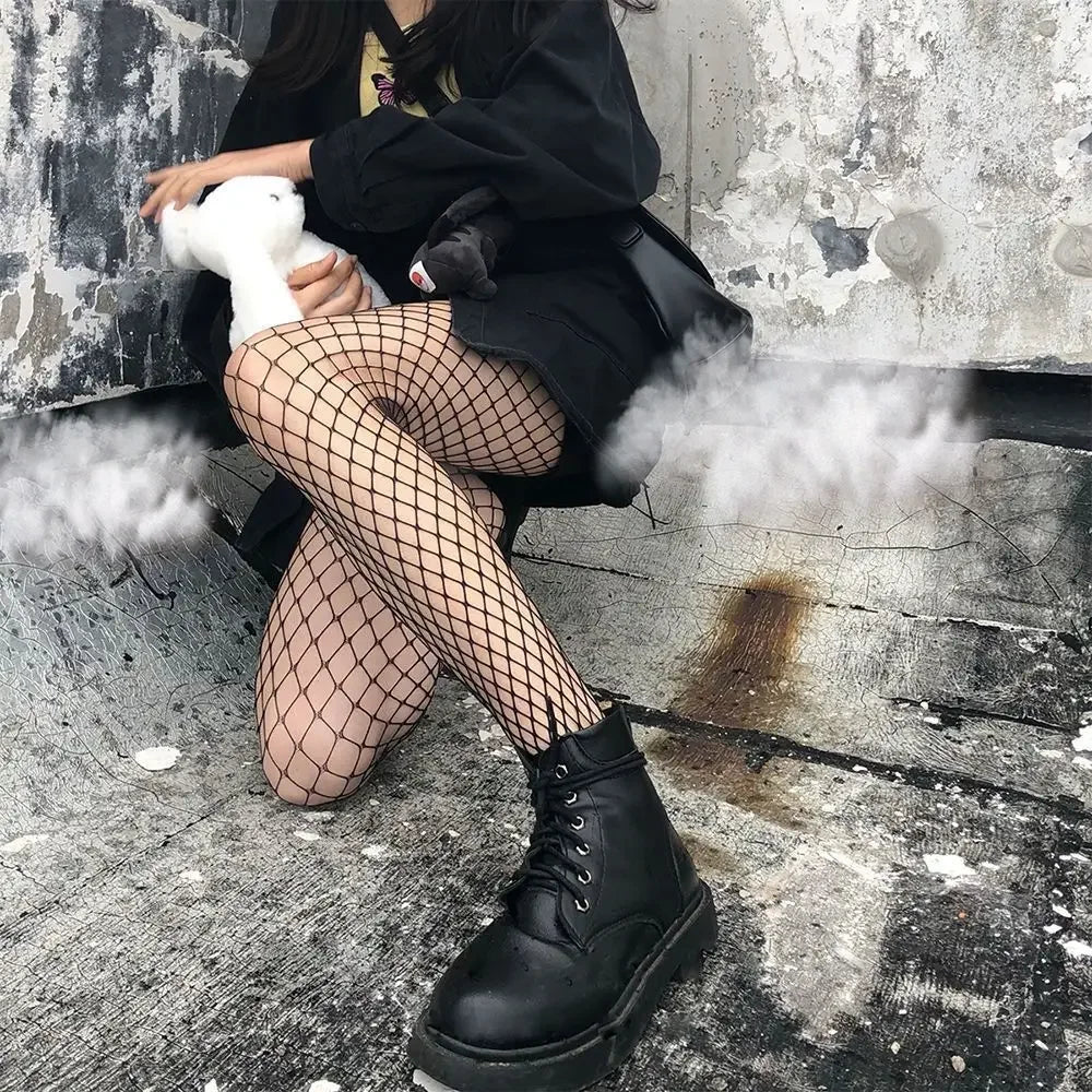 Nylon Cross Print Gothic Lolita Fishnet Tights - 21
