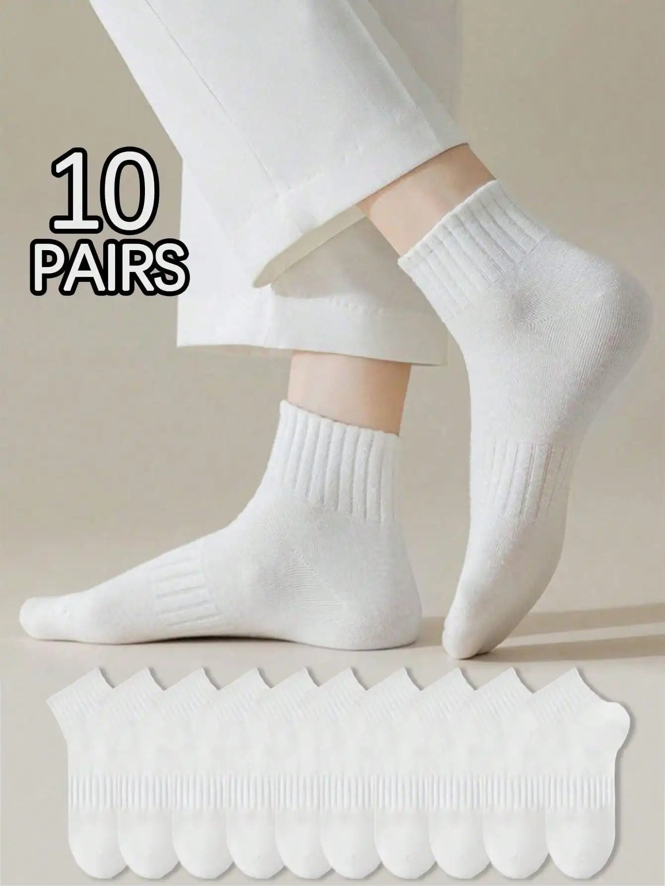 10 Pairs Polyester Elastane Women Casual Low Tube Ankle Socks - 1