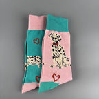 Cotton Blend Dalmatian Dog Print Mid Calf Casual Socks