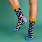 Cotton Blend Patterned Crew Socks for Men