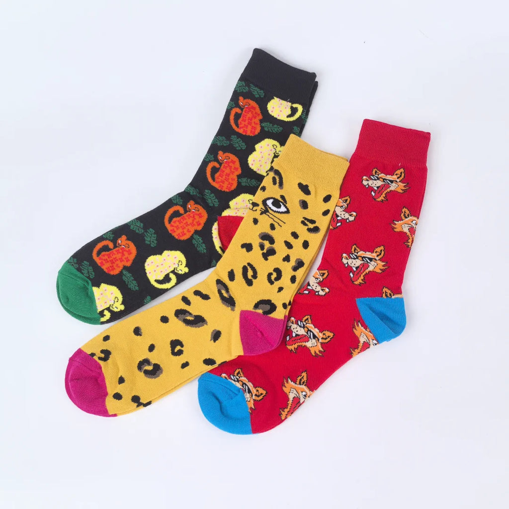 Polyester Elastane Animal Print Mid Calf Socks