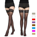 Floral Lace Thigh High Stockings Sheer Nylon Tights