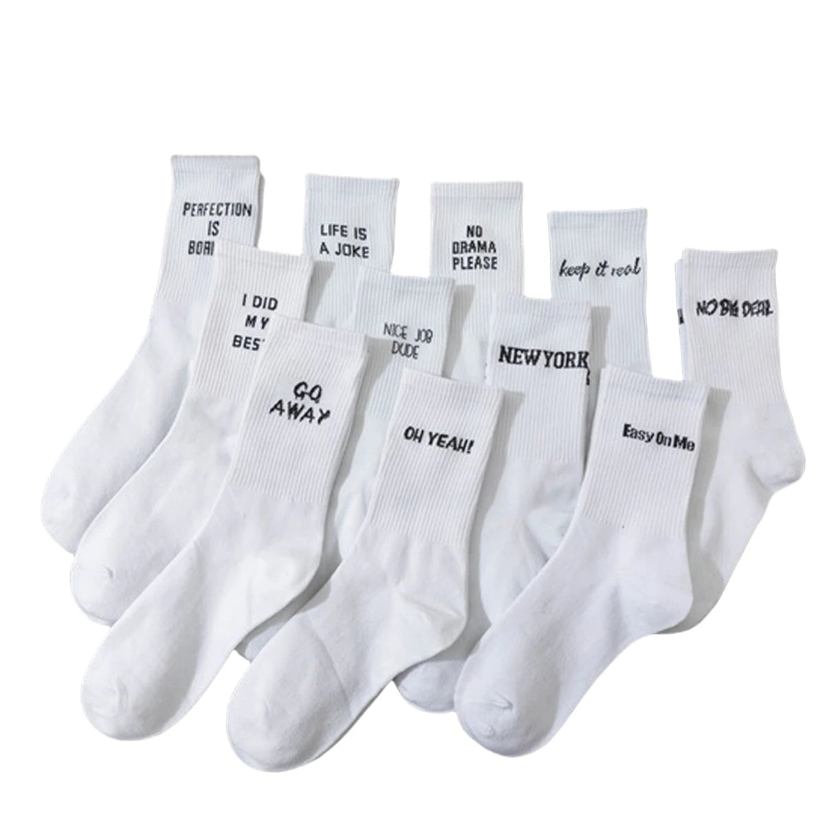 Polyester Elastane Blend Crew Socks With Letter Design - 7