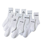 Polyester Elastane Blend Crew Socks With Letter Design
