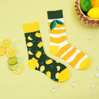 Cotton Blend Lemon Pattern Mid Tube Socks