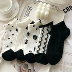 Polyester Elastane Cartoon Floral Print Low Cut Casual Socks