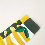 Cotton Lemon Print Mid Calf Casual Socks