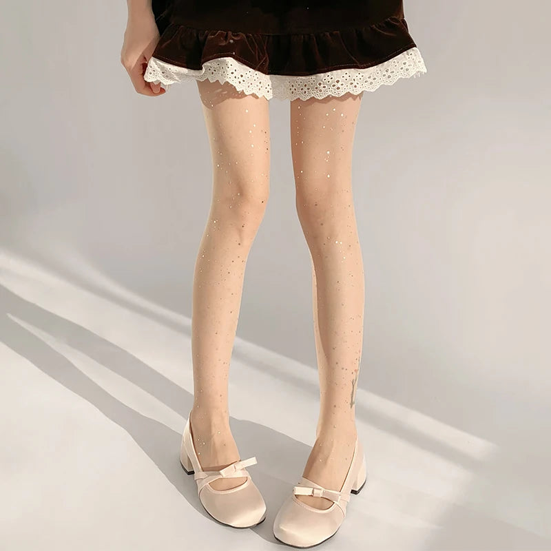 Polyester Elastane Sequin Sheer Pantyhose