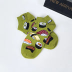 Cotton Blend Sushi Print Casual Ankle Socks