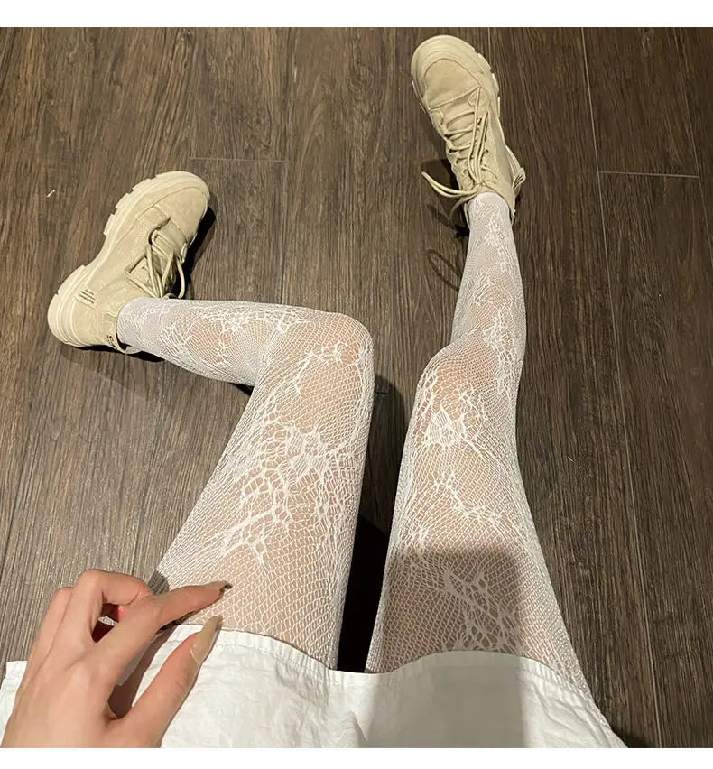 Floral Lace Mesh Women Tights - 14
