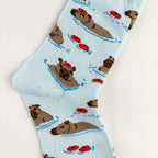 Cotton Blend Capybara Print Mid Calf Casual Crew Socks