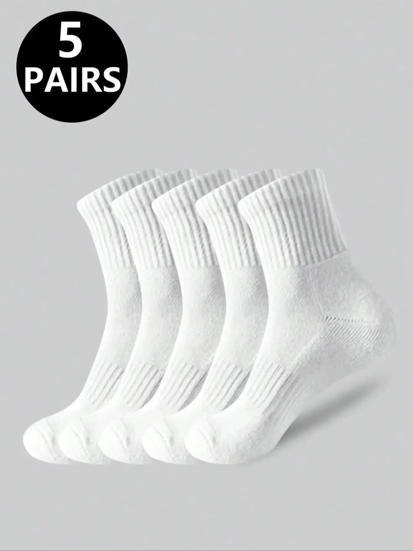 5 Pairs Polyester Elastane Crew Socks - 13