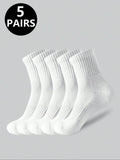 5 Pairs Polyester Elastane Crew Socks