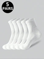 5 Pairs Polyester Elastane Crew Socks