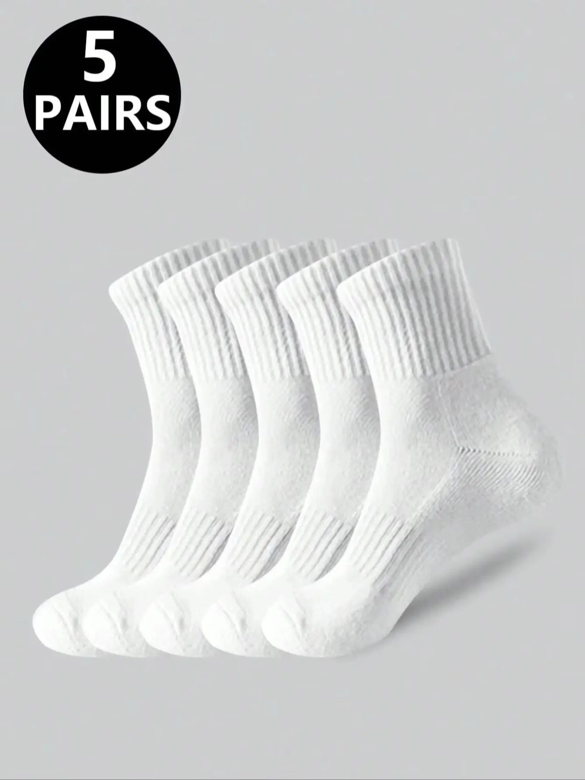 5 Pairs Polyester Elastane Crew Socks