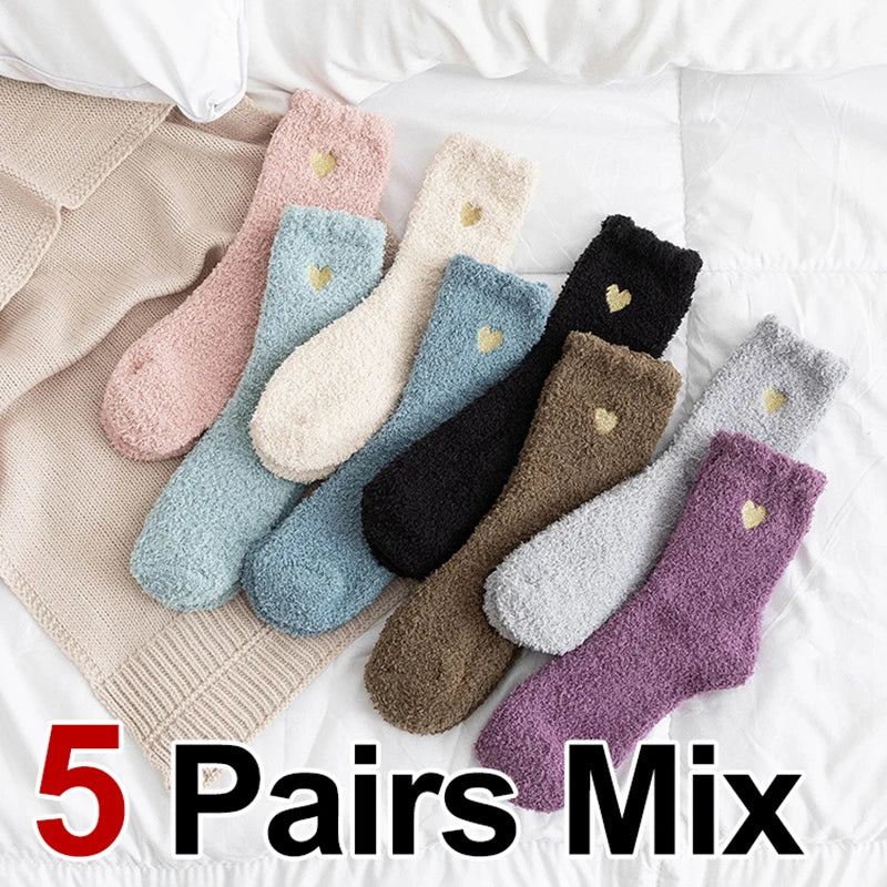 Thick Plush Coral Velvet Mid Tube Socks for Women - 18