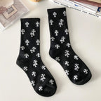 Cotton Cross Pattern Unisex Mid Tube Casual Socks