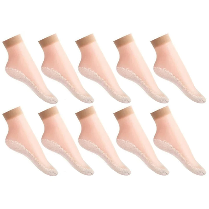Thin Nylon Lace Transparent Socks Women Breathable Non Slip Cotton Bottom - 21
