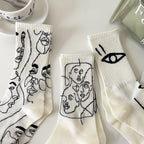 Cotton Blend Abstract Graphic Crew Socks