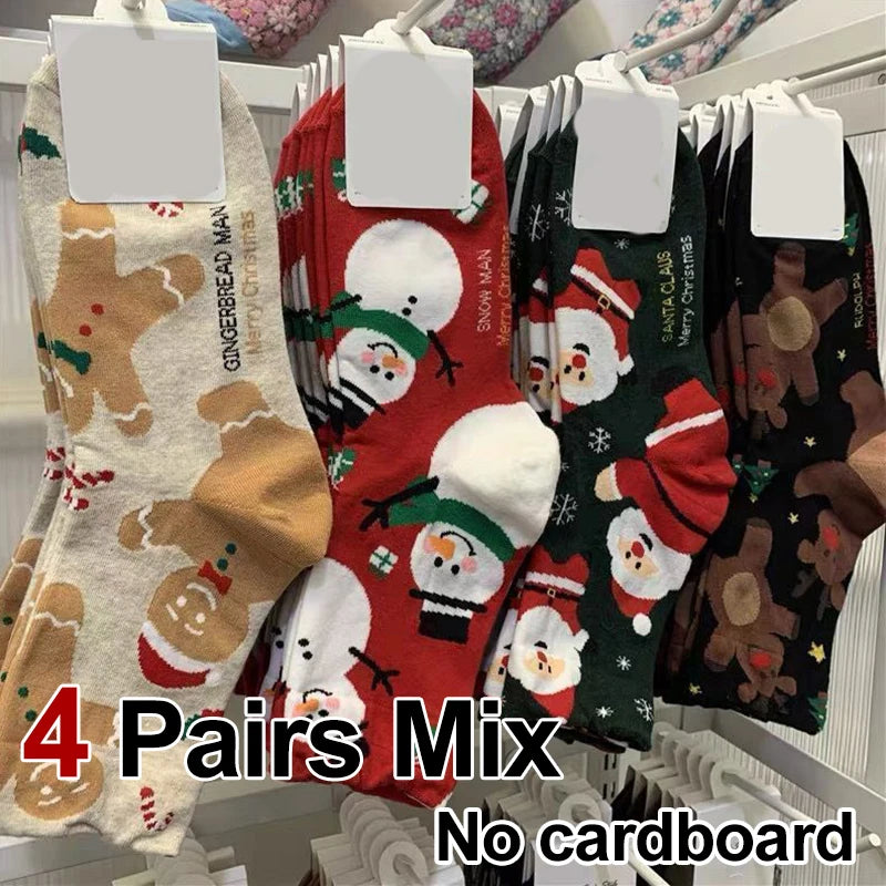 Polyester Elastane Christmas Print Casual Socks