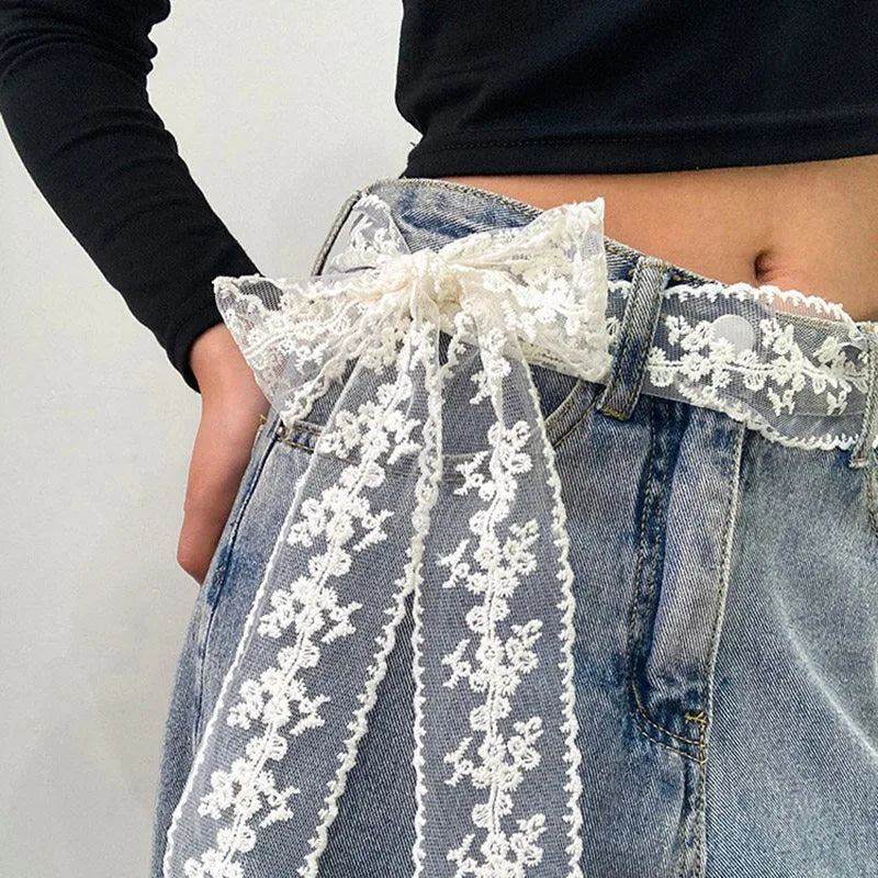Floral Lace Waist Belt Women Polyester Casual Strap