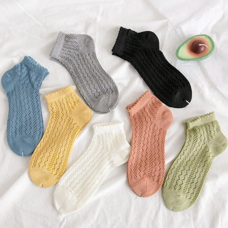 Cotton Polyester Mesh Ankle Socks for Women