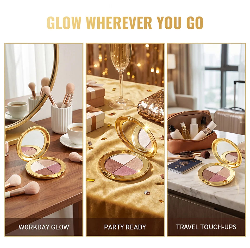 Powder Highlighter and Bronzer Face Makeup Palette