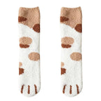 Polyester Elastane Cat Paw Pattern Mid Tube Thick Winter Socks