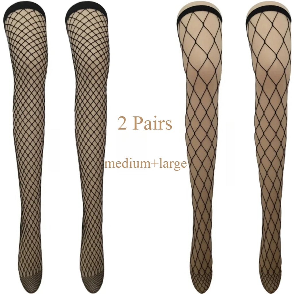 Nylon Elastane Fishnet Thigh High Stockings