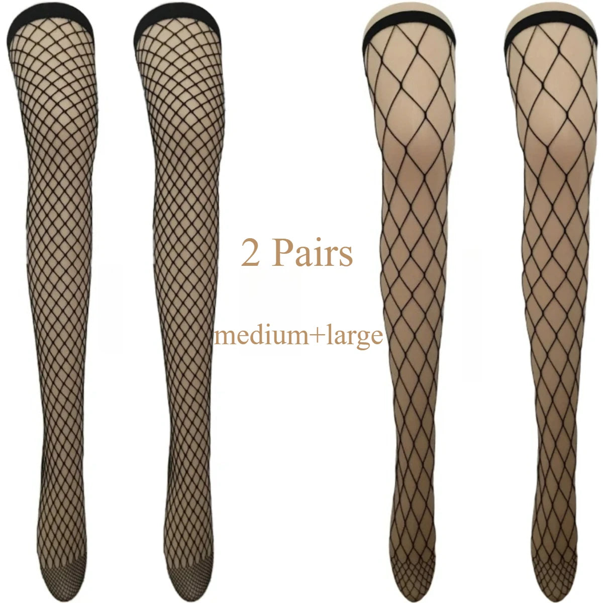 Nylon Elastane Fishnet Thigh High Stockings