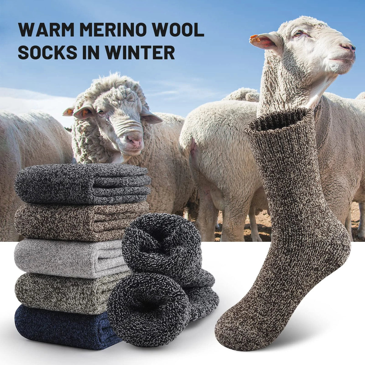 Polyester Elastane Knit Crew Socks Three Pair Set