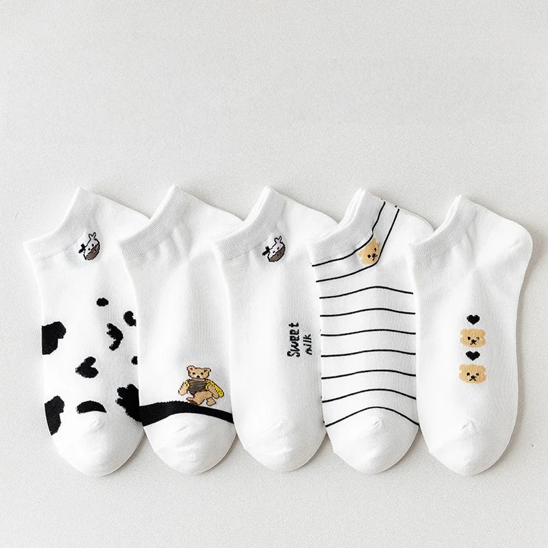 Polyester Elastane Cartoon Pattern Low Tube Socks