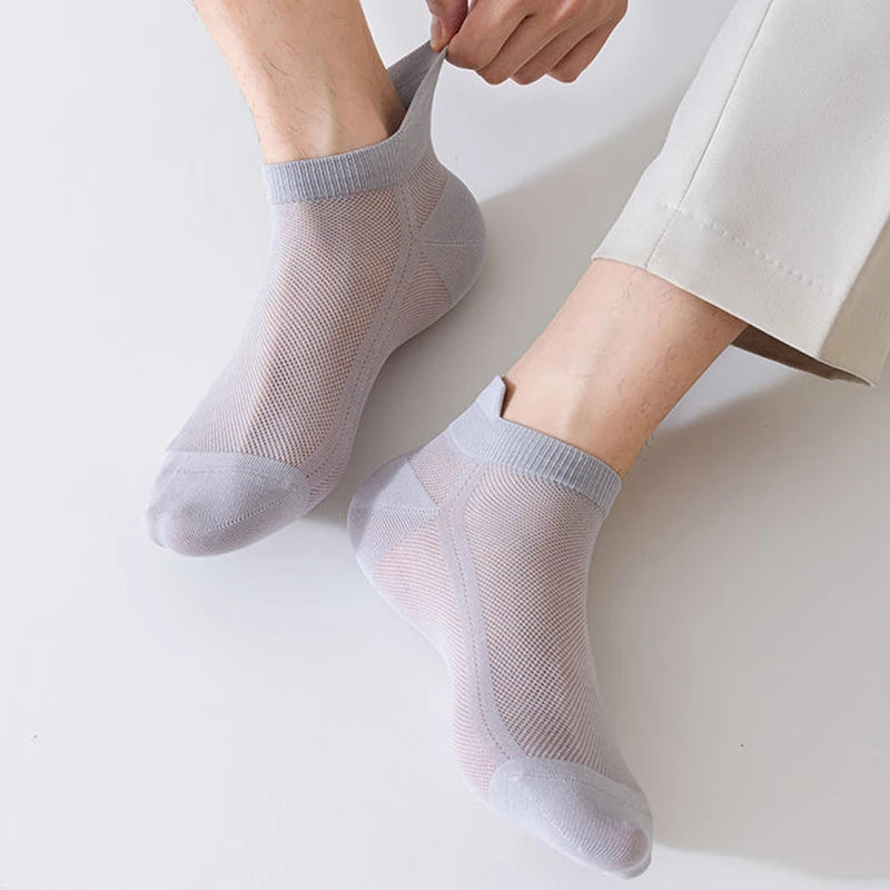 Cotton Polyester Ankle Socks Breathable Mesh Summer Casual Footwear - 22