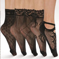 Polyester Elastane Mesh Lace Ankle Socks 5 Pairs