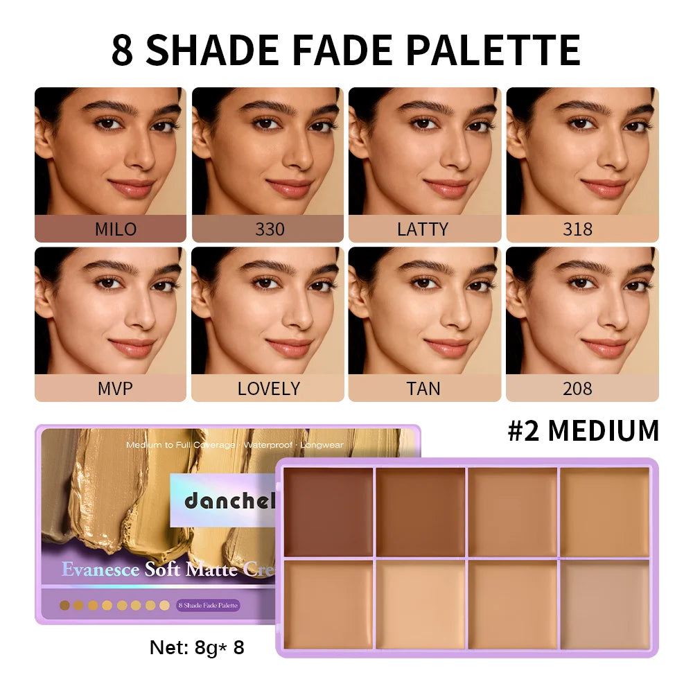 8 Color Cream Concealer and Contour Makeup Palette - 22