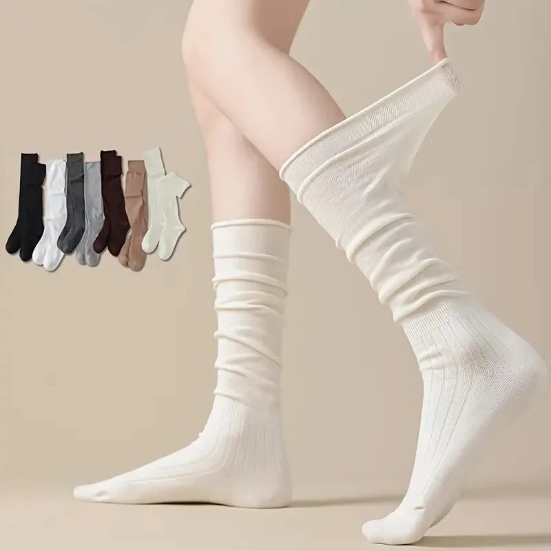 Ribbed Polyester Spandex Calf Socks