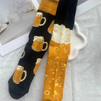 Cotton Blend Beer Pattern Crew Socks