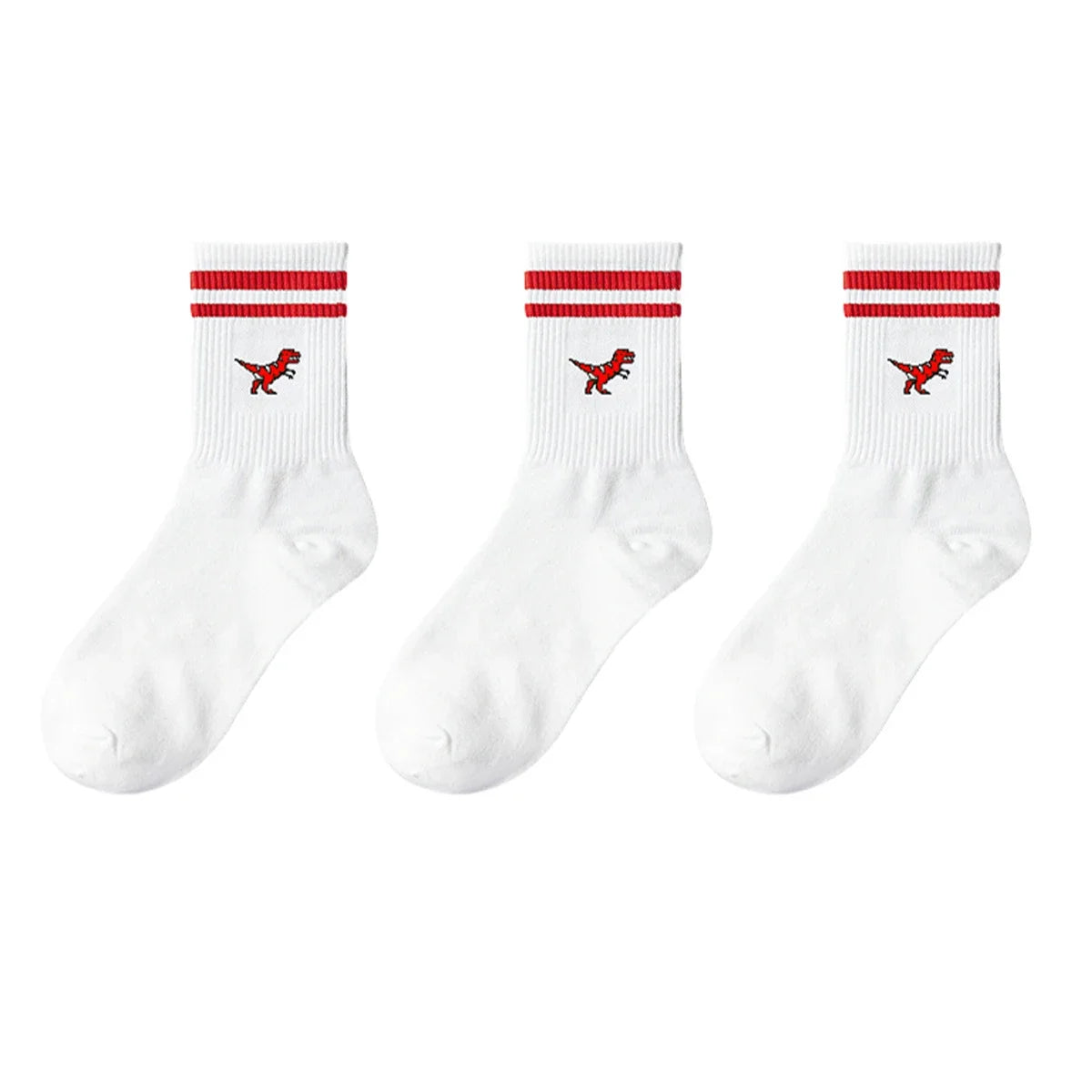 Polyester Elastane Dinosaur Pattern Crew Socks