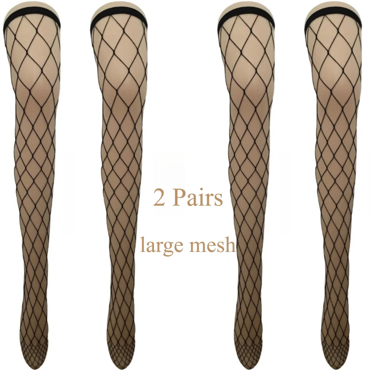 Nylon Elastane Fishnet Thigh High Stockings - 16