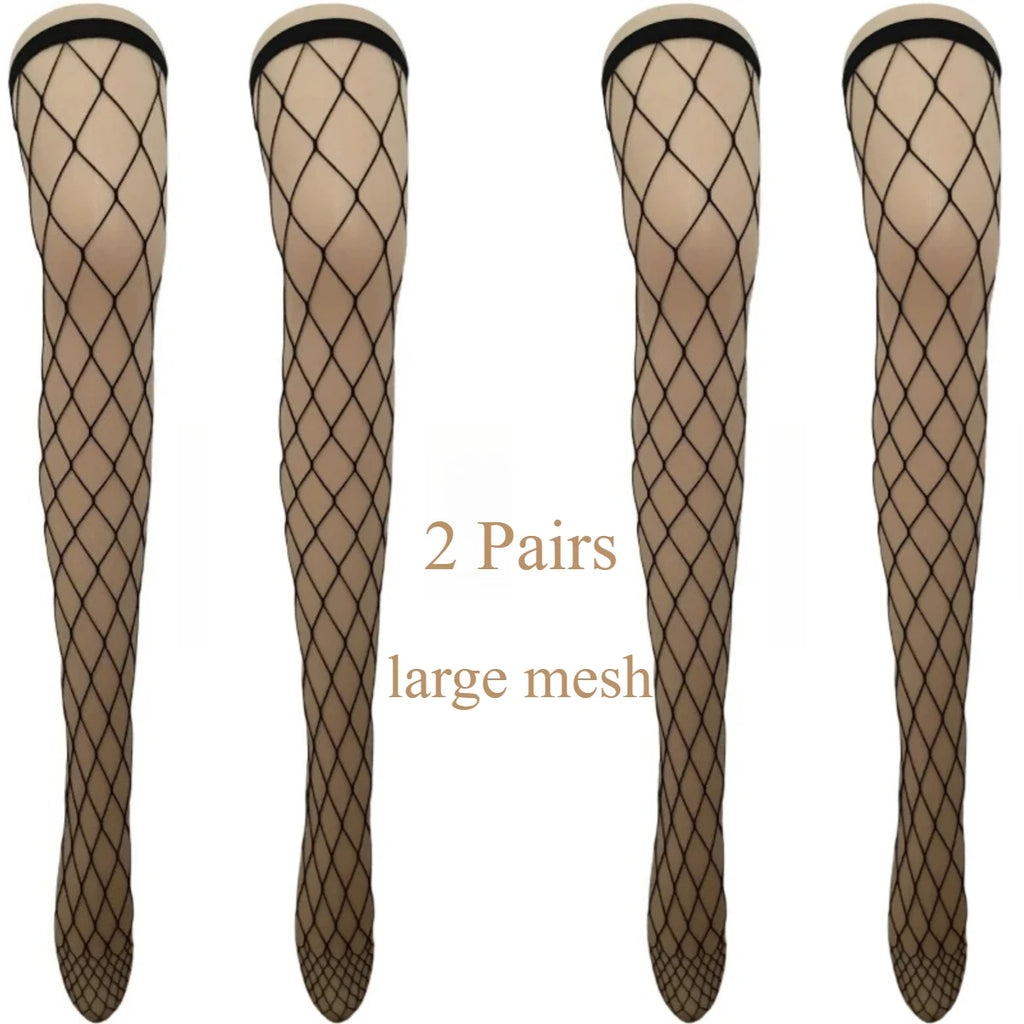 Nylon Elastane Fishnet Thigh High Stockings