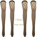 Nylon Elastane Fishnet Thigh High Stockings