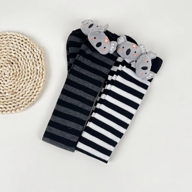 Striped Polyester Elastane Over The Knee Koala Socks - 7