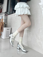 Floral Mesh Crew Socks Women Polyester Mid Tube Casual Hosiery