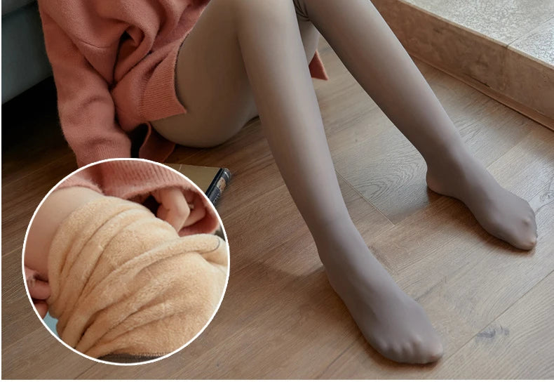 Polyester Elastane Fleece Lined Thermal Tights