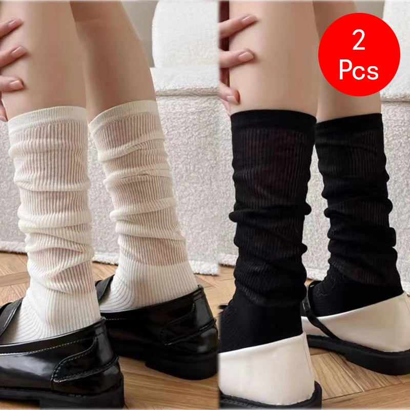 Polyester Elastane Women Mid Length Lolita Casual Socks - 20
