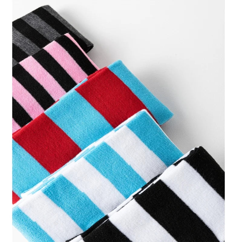 Striped Nylon Polyester Over Knee High Stockings - 5