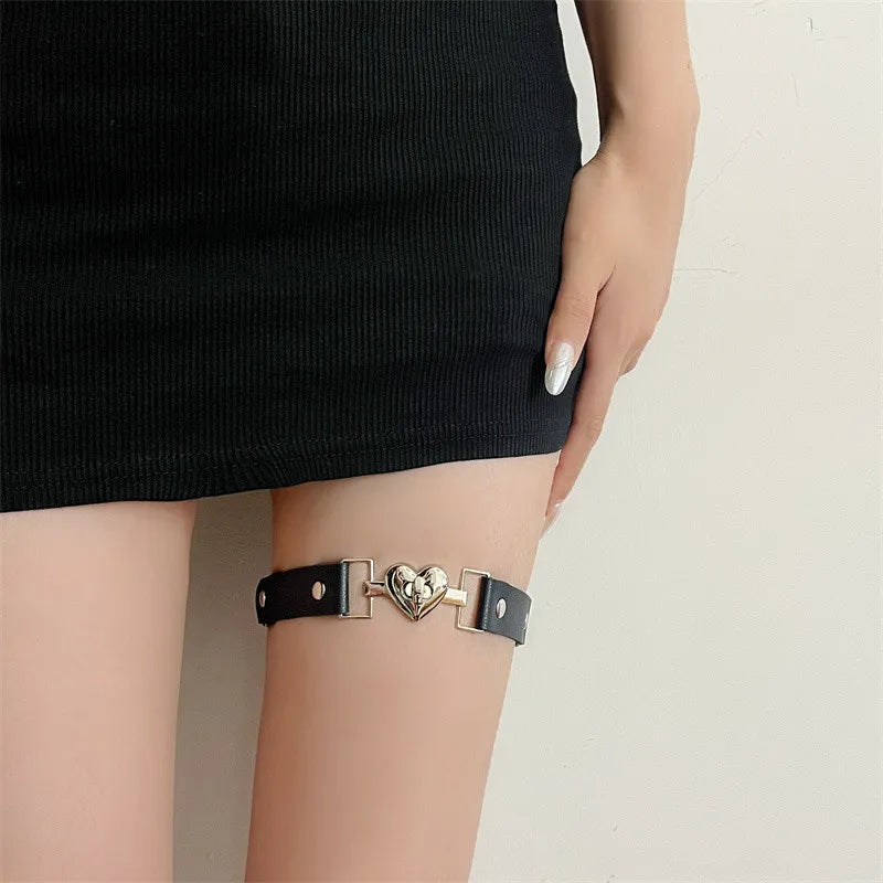 Leather Heart Leg Garter Adjustable Thigh Harness - 6